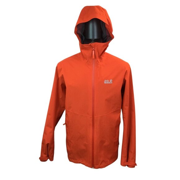 Jack Wolfskin Mens Medium Texapore Ecosphere Waterproof Hooded Jacket Orange - Picture 1 of 11